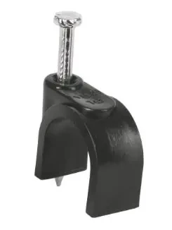 VOLTECK GCU-16N 48284 BOLSA CON 20 GRAPAS NEGRAS DE 16mm PARA CABLE REDONDO - FABRICADAS EN POLIETILENO INCLUYE CLAVO, PARA CABLES COAXIALES O REDONDOS