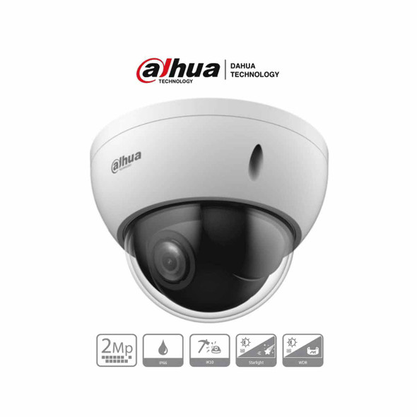 DAHUA SD22204DB-GC - Cámara PTZ Mini Domo Antivandálica de 2 Megapíxeles/ analógica / 4X de Zoom Óptico/ IP66/ IK10/ Starlight/ HLC/ 30FPS/ 3DNR