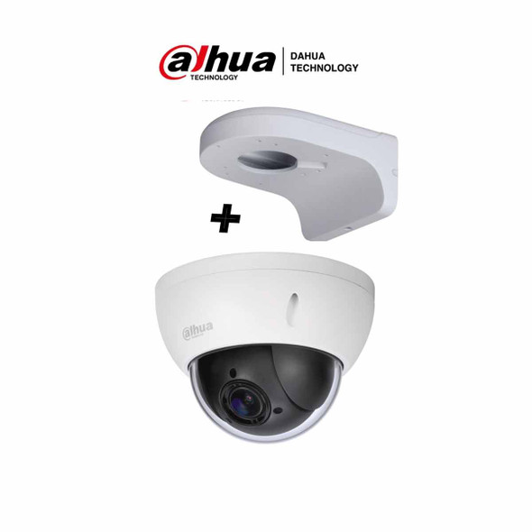 DAHUA SD22204IGCPAK - Camara mini PTZ de 2 MP HDCVI / 4X Zoom óptico con brazo de pared PFB203W incluido
