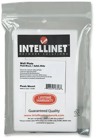 INTELLINET 163286 - TAPA (FACEPLATE) / 1 PERFORACION / BLANCO.La tapa de pared de una salida de Intellinet agrega un toque profesional a su instalación de cableado de red.