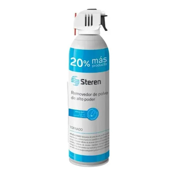 STEREN REMOVEDOR DE POLVO, DE 660 ML,Limpieza de polvo a nivel profesional Válvula 360°: Úsala en cualquier posición Incluye extensión para llegar a lugares difíciles.Utiliza gas seco ultra filtrado.