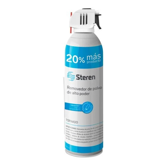 STEREN REMOVEDOR DE POLVO, DE 660 ML,Limpieza de polvo a nivel profesional Válvula 360°: Úsala en cualquier posición Incluye extensión para llegar a lugares difíciles.Utiliza gas seco ultra filtrado.