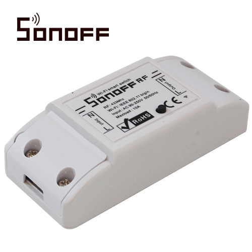 SONOFF RF INTERRUPTOR ON/OFF.El interruptor Sonoff RF es una versión Sonoff con un módulo receptor RF de 433MHz dentro,admite red WiFi 2.4GHz. admite un máximo de 8 temporizadores programados, de cuenta regresiva y de bucle para cada dispositivo.