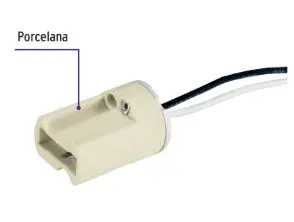 VOLTECK POPO-9 46391 Portalámpara de porcelana para base G9, Tensión 120 V - 220 V, Corriente 4 A, Cuerpo de porcelana y alambres de cobre recubiertos de PVC