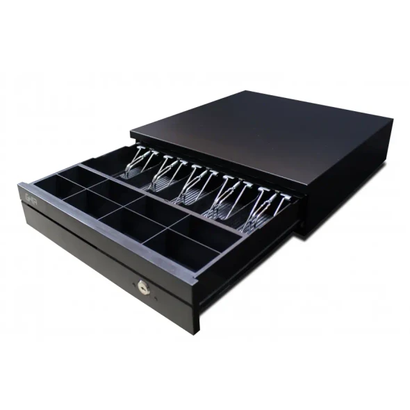GHIA GCD581 - Cajon de Dinero - Acero - 5 Billetes - 8 Monedas - RJ11 para Impresora de Recibos - 405x420x100 mm (L x W x H) - Color Negro