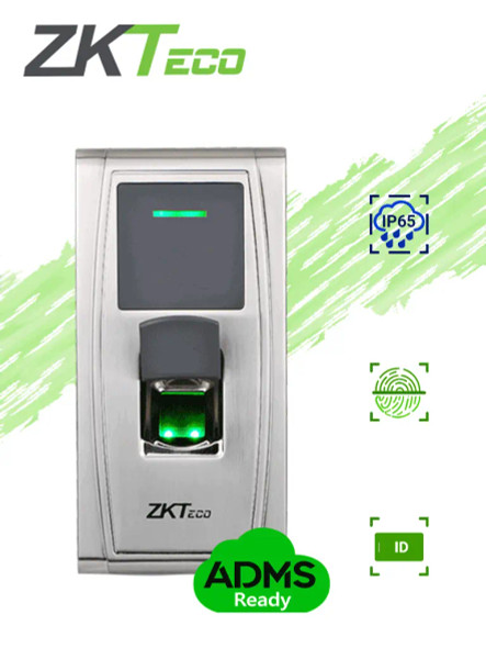 ZKTECO MA300 - Control de Acceso y Asistencia / 1,500 Huellas / 10,000 Tarjetas ID / 100,000 Registros / TCPIP / IP65 /Relevador para Control de Acceso / Conexión para Botón de Salida 