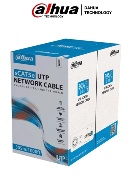 DAHUA DH-PFM920I-5EUN - Bobina de cable UTP blanco, 100% cobre, categoría 5e, 305 metros. Ideal para video y redes, cumple con CPR Eca y es compatible con alimentación PoE para un rendimiento óptimo