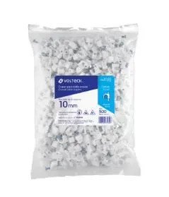 VOLTECK GCU-6BG Bolsa con 500 grapas blancas de 6 mm para cable redondo, POLIETILENO, INCLUYE CLAVO, PARA CABLES COAXIALES
