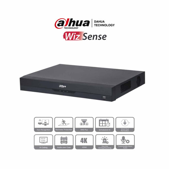 DAHUA XVR5232AN-I3 - DVR de 32 Canales de 5 Megapixeles Lite/ WizSense/ H.265+/ 2 Bahías de Discos Duros/ Hasta 32 Canales IP/ 2 Ch de Reconocimiento Facial/ SMD Plus/ Codificación IA/ Onvif/ Funciones IoT&POS/ Audio Bidireccional