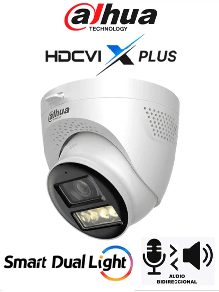 DAHUA DH-HAC-HDW1801TQN-IL-T - Cámara Domo 4K/ HDCVI X PLUS/ Audio Bidireccional/ Apertura de Hasta 106 Grados/ Iluminación Dual Inteligente de Hasta 40Mts con IR o Luz Cálida/ WDR Real/ IP67/ Soporta CVI/CVBS/AHD/TVI/ Metálica