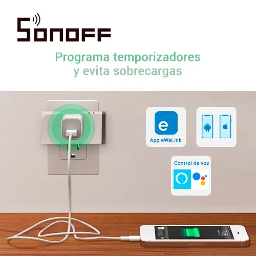 SONOFF S31 US Contacto ON/OFF Smart Inalambrico WIFI para Solucion de Smart Home con Temporizador y Monitoreo en Tiempo Real de Energia para IOS y ANDROID Compatible con ALEXA/GOOGLE HOME/IFTTT WIFI 2.4GHZ hasta 16AMP