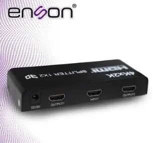 ENSON ENS-HMI12 DISTRIBUIDOR HDMI CON UNA ENTRADA Y DOS SALIDAS HDMI PARA DISTRIBUIR EL VIDEO DE UN DISPOSITIVO (LAPTOP, GRABADOR DE VIDEO, CONSOLAS DE VIDEOJUEGO, ETC) A DOS PANTALLAS DISTINTAS AL MISMO TIEMPO, INCLUYE FUENTE DE ALIMENTACION DE 5V