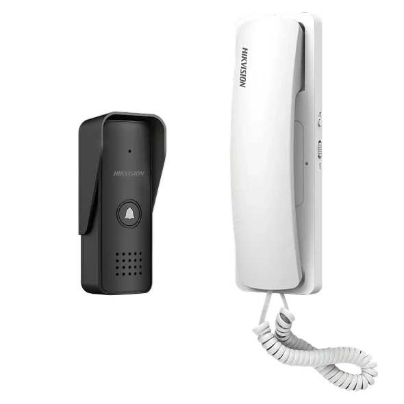 HIKVISION DS-KIS103/US Kit de Audioportero Analógico a 2 Hilos / Apertura de 2 Puertas / Diferentes Tonos y Volúmenes de Timbre / Protección IP55