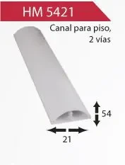 HM HM5421-2 CANALETA PVC 54X21MM 2METROS/ 2VIA/ CANALETA PISO/ BCA/