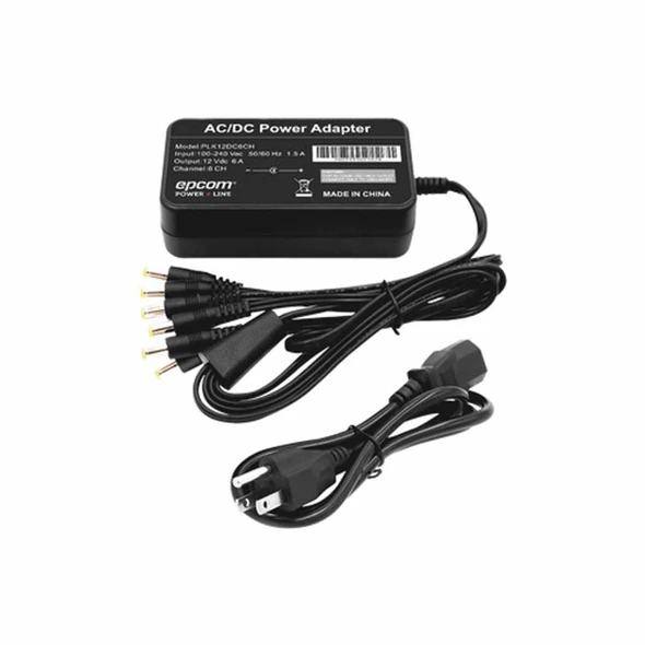 EPCOM PLK12DC6CH FUENTE DE PODER 6 Salidas tipo Jack Macho de 12Vcc / 6Amp 