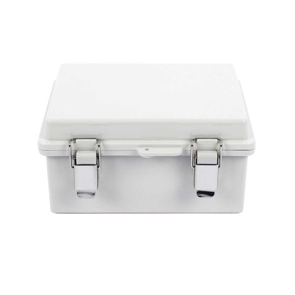 PRECISION PST-1722-11E Gabinete de Plástico ABS, Uso en Intemperie IP66 (170 x 220 x 110 mm) Cierre por broche Inoxidable y Permite Cerrado con Candado y Llave (Perno 5mm) No Incluido.