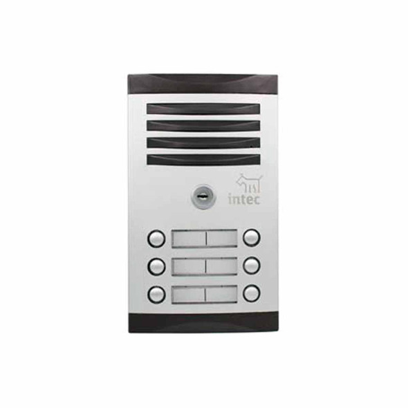 INTEC TNK-6 FRENTE 6 BOTONES Para Interfón Color Aluminio, Frente de calle de empotrar de varios botones para edificio línea tec. 