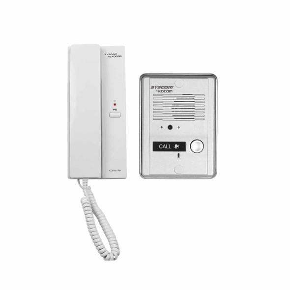 KOCOM KDP-601A1M/MS2D Kit de audio portero (interfon) con un auricular (expandible hasta 3 auriculares), Frente metálico resistente con auricular incluido,Relé de salida para contrachapa, cerradura magnética.