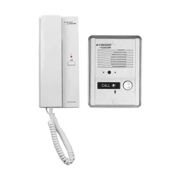 KOCOM KDP-601A1M/MS2D Kit de audio portero (interfon) con un auricular (expandible hasta 3 auriculares), Frente metálico resistente con auricular incluido,Relé de salida para contrachapa, cerradura magnética.
