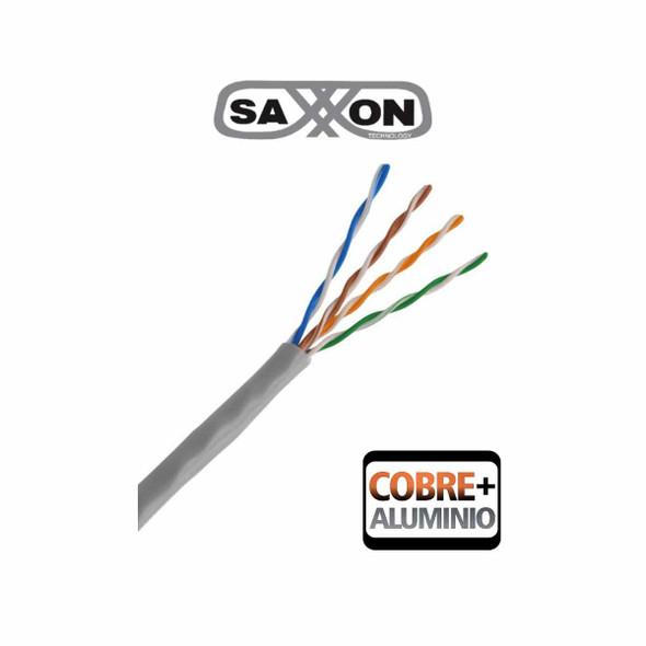 SAXXON OUTP5ECCA305G - Bobina de Cable UTP Cat5e/ 305 Metros/ CCA/ Color Gris/ Uso Interior/ Cert ISO9001/ UL 444/ RoSH/ ANSI/ TIA/ EI-568B