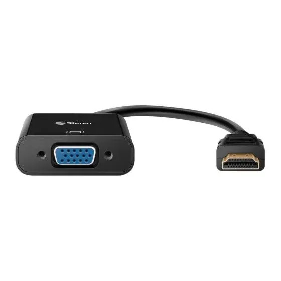STEREN 208-151 CONVERTIDOR HDMI A VGA, Conecta equipos con salida HDMI® a pantallas o monitores que solo tengan entrada VGA Soporta alta definición HD 1080p. Soporta protocolo HDCP: Compatible con cualquier Blu-ray.