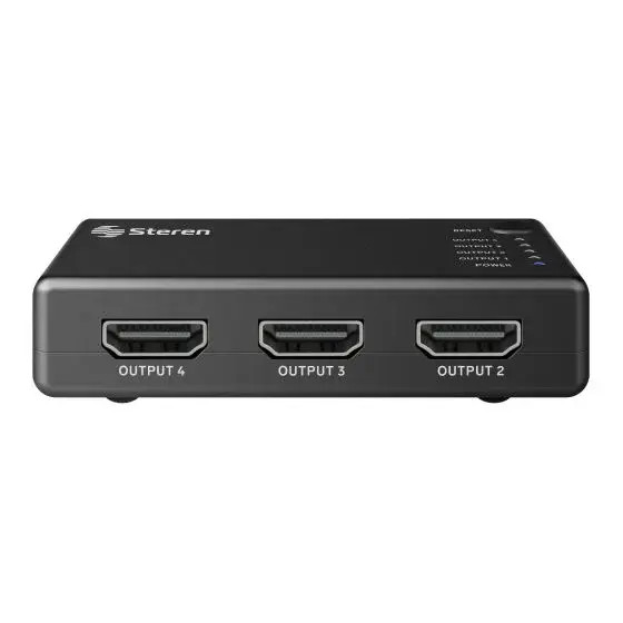 STEREN BOS-404 SPLITTER HDMI 4K 4 SALIDAS, comparte la señal digital, con este splitter HDMI* podrás enviar audio y video ultra HD (2K o 4K) y 3D a 4 pantallas diferentes al mismo tiempo sin ningún tipo de pérdida de calidad en la transmisión. 