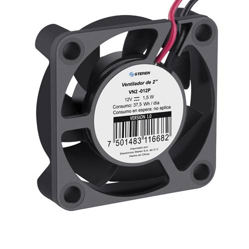 STEREN VN2-012P VENTILADOR DE 2 PULGADAS, 40mm, 6500RPM,Ventilador de 2 pulgadas, 12 Vcc, de plástico, de uso general, Negro.