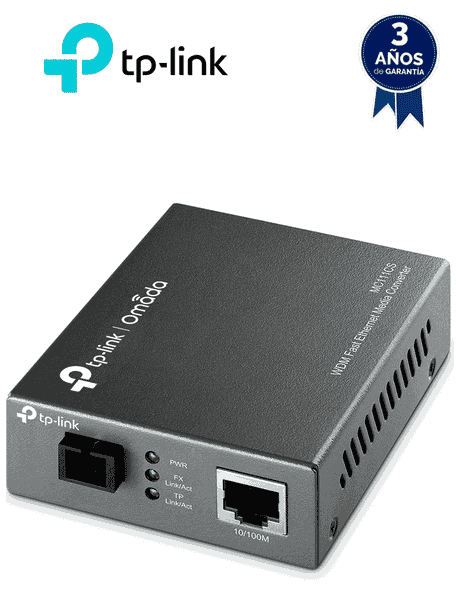 TP-LINK MC111CS - Convertidor de Fibra Óptica WDM Monomodo con 1 puerto RJ45 10/100 Mbps y 1 puerto SC/UPC 100 Mbps. Alcance de hasta 20 km, plug and play. 