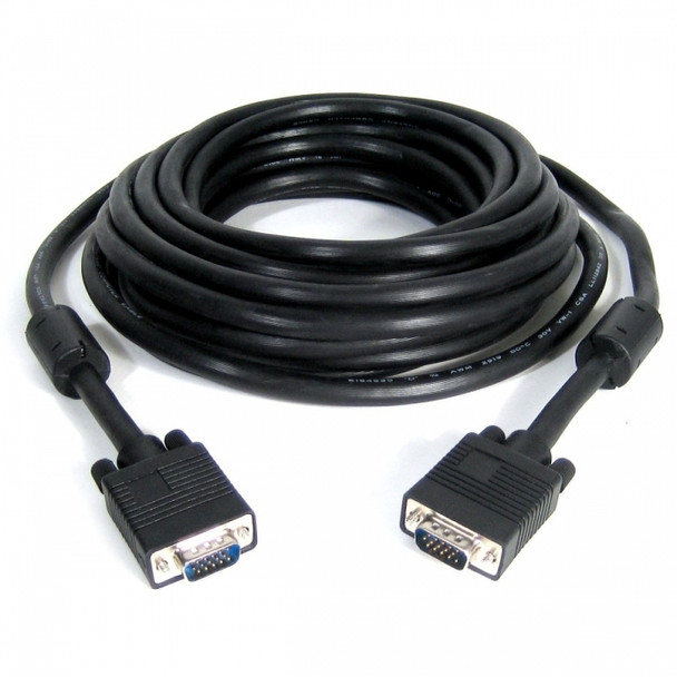 XCASE ACCCABLE63 CABLE VGA 7.5MTS M-M, Negro, diseñado para conectar dispositivos con puerto VGA (D-Sub).