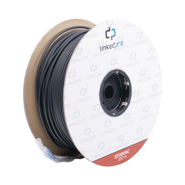 Carrete de Fibra Óptica Monomodo con conectores SC-SC Duplex, Reforzada 200mtro 