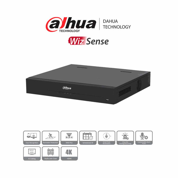 DAHUA DH-XVR5416L-4KL-I3 - DVR de 16 Canales 4k/ WizSense/ H.265+/ IA/ 4 Bahías de Discos Duros