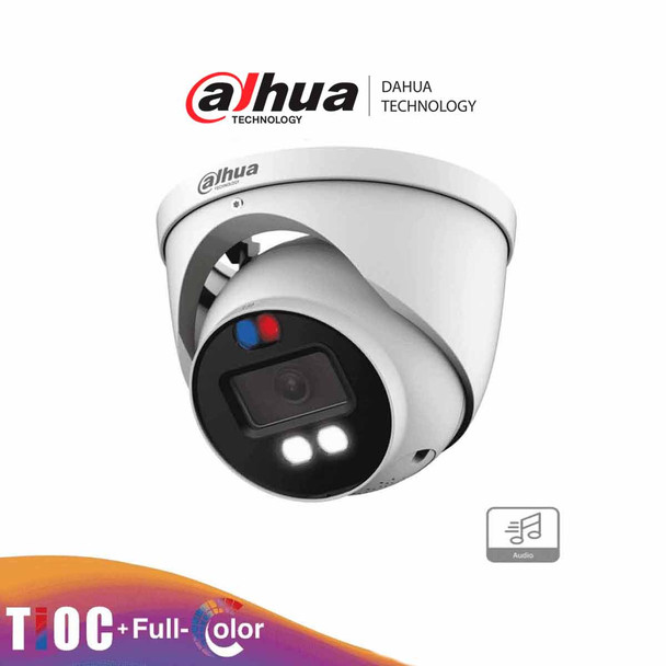 DAHUA HAC-ME1809H-A-PV - Cámara Domo TiOC 4k/ Disuasión Activa/ Full Color/ Estrobo Azul y Rojo
