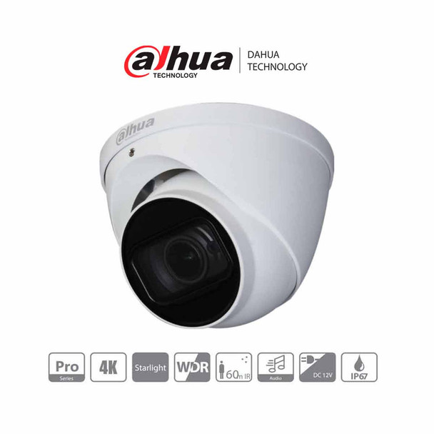 DAHUA HDW2802T-Z-A - Camara Domo Eyeball 4K Starlight/ 8 Megapixeles/ Lente Motorizado 3.7 mm -11 mm