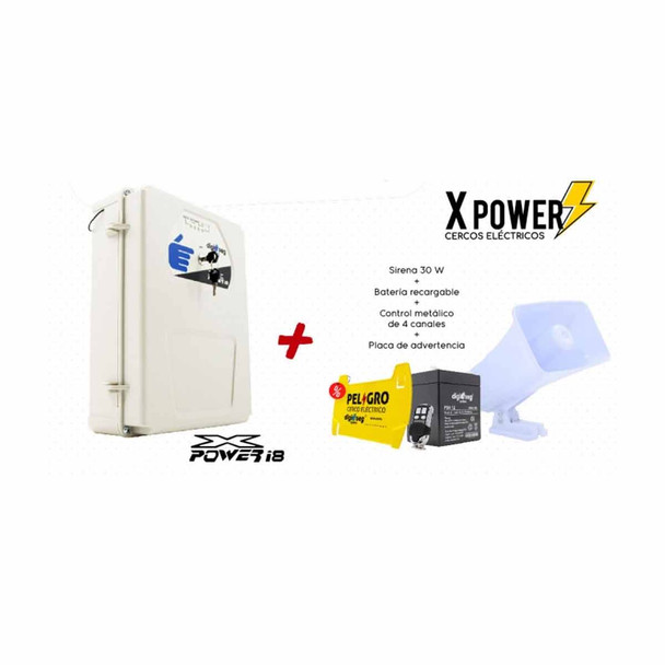 DIGISEG PROCE1202 PAQ I8 C/SIRENA 30W+BATERIA+CONTROL+LETRERO DE SEGURIDAD MODULO ENERGIZADOR HASTA 1500 MTS.