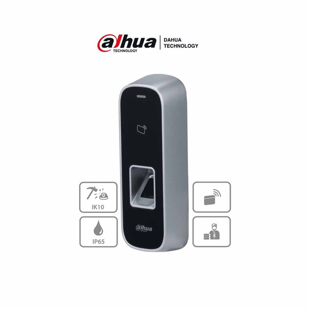 DAHUA ASI1202M-D- Control de Acceso Antivandálico para Exterior/ 3,000 Huellas/ 30,000 Tarjetas ID/ 150,000 Registros/ Metálico/ TCP/IP/ Protección IK10 e IP65/ E&S de Alarma