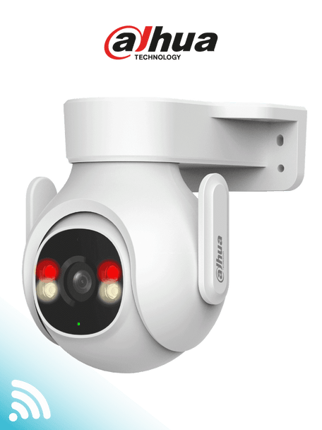 DAHUA DH-P3B-PV- Cámara IP PT WiFi de 3 Megapíxeles con audio bidireccional (micrófono y altavoz), sirena de 110 dB, WiFi 6, detección de personas y vehículos, IP65 y ranura MicroSD