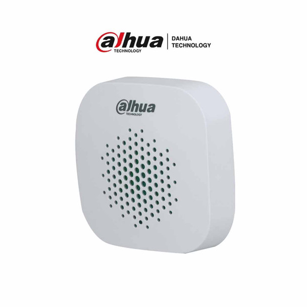 DAHUA DHI-ARA12-W2 -Sirena Inalámbrica Interior / 85 dB +- 3 / 3 Niveles de Volumen / Led Indicador / Alarma de Batería Baja / Medición de Temperatura / Función de Salto de Frecuencia. 