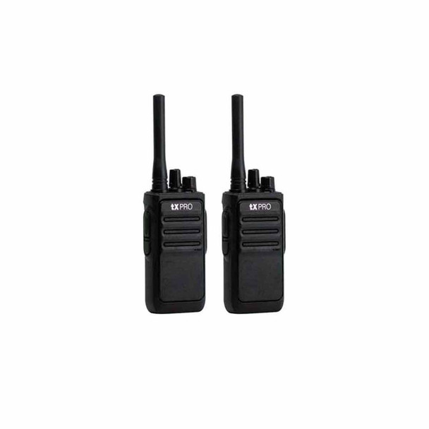 TXPRO TX-320DUO Par de radios analógicos, listos para utilizarse, operan en UHF 400-470 MHz de 2 watts de potencia.