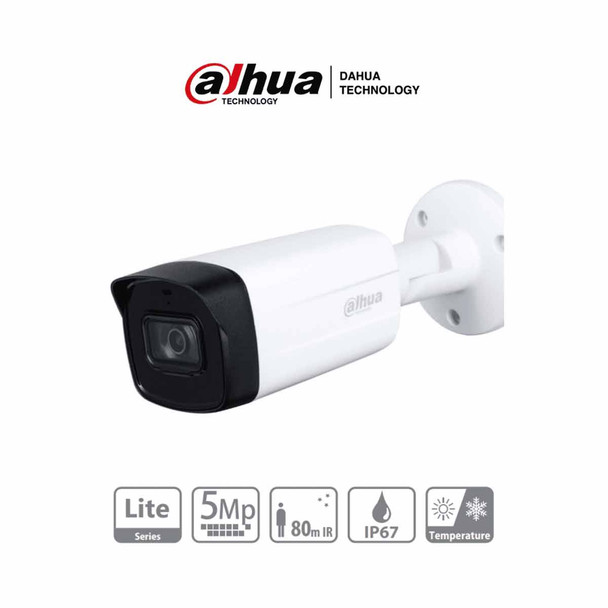 DAHUA HAC-HFW1500TH-I8 - Cámara Bullet de 5 Megapíxeles/ Lente de 3.6 mm/ 92 Grados de Apertura/ IR de 80 Mts/ IP67/ Soporta: CVI/CVBS/AHD/TVI.