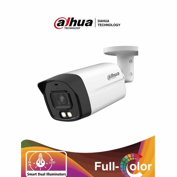 DAHUA HAC-HFW1801TLMN-IL-A - Camara Bullet 4k/ Iluminador Dual Inteligente + Full Color/ Lente de 2.8 mm/ 106 Grados de Apertura/ Microfono Integrado/ 40 Metros de Iluminación IR y Visible/ WDR Real de 120 dB/ IP67/