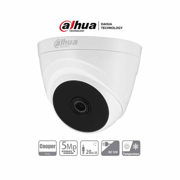 DAHUA HAC-T1A51N-0280B-S2 – Cámara Domo 5MP Lente 2.8mm Ángulo Amplio