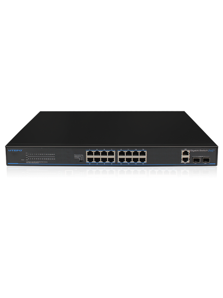 UTEPO UTP3GSW1604TSP200 - Switch  Gigabit  PoE / No administrable / 16 Puertos  PoE  Gigabit 