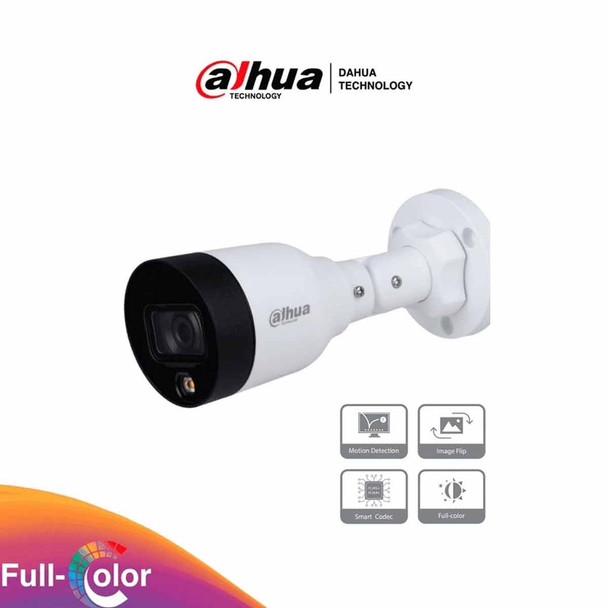 DAHUA IPC-HFW1239S1-LED-S4 - Cámara IP Bullet Full Color 2 Megapixeles/ Lente de 2.8mm/ Luz Blanca de 15 Mts/ H.265/ IP67/ PoE/ DWDR/LED incorporado ROI, SMART H.264 / H.265