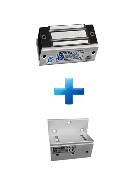 YLI YM60ZPACK Paquete de Cerradura Magnética YM60 60Kg (120LB) incluye Soporte de Fijación tipo Z 