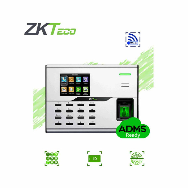 ZKTECO UA860ID - Control de Asistencia y Acceso Básico con Huella Digital BioID (3000), Tarjeta ID 125 kHz (3000), Registro de 50,000 Eventos, Conectividad TCP/IP y WiFi