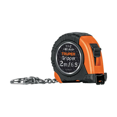 Flexómetro Gripper de 2 m tipo llavero, cinta 13 mm, Truper.