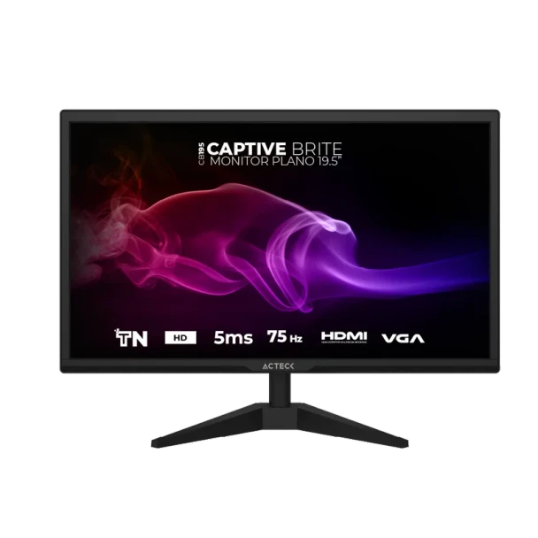 ACTECK AC-939409 MONITOR Plano 19.5" TN | Captive Brite CB195 | Negro.Es un monitor plano de 19.5 pulgadas, con una resolución HD ideal para uso profesional y personal. Equipado con puertos HDMI y VGA, proporciona conectividad versátil.