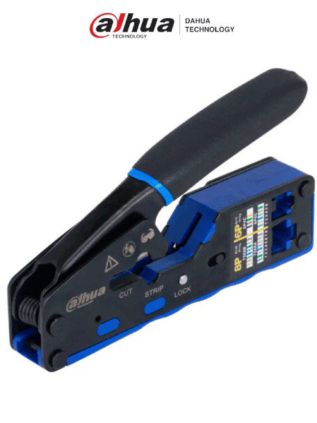 DAHUA DH-PFM914 - Herramienta de Terminado y Corte de Plugs RJ45 y RJ11 Pass Trough/ Multifunciones Cortador y Pelador de Cable Fabricada en Acero A3, Mango Ergonomico PP y TPR