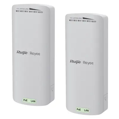 RUIJIE RG-EST100-E Kit Enlace Inalámbrico de 500 m Preconfigurado + Ajuste Automático de Potencia / Hasta 300 Mbps / Doble Puerto LAN,Antenas direccionales de 8 dBi para mayor cobertura, clasificación IP55 resistente a condiciones climáticas.