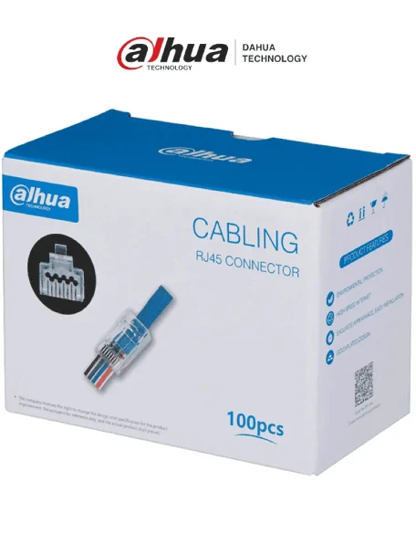 DAHUA DH-PFM976-631-PT - Caja con 100 Plugs Pass through RJ45 Cat6/ Chapado de Oro de 15 U"/ Clasificación de Resistencia al Fuego UL94V-2
